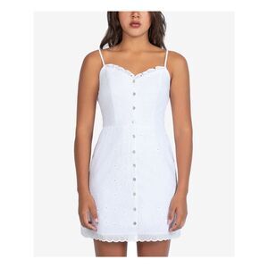 B DARLIN Womens Sheath Mini Dress White Spaghetti Strap Button Front Juniors 5\6